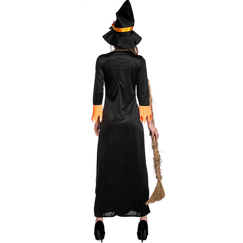 Orange Maxi Dress Witch Cosplay Costume Halloween & Stage Performance & Party