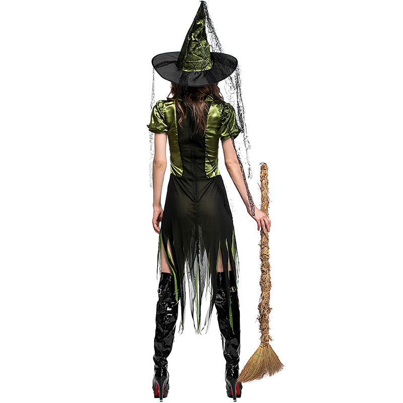 Green Irregular Dress Witch Cosplay Costume Halloween/Stage Performance/Party