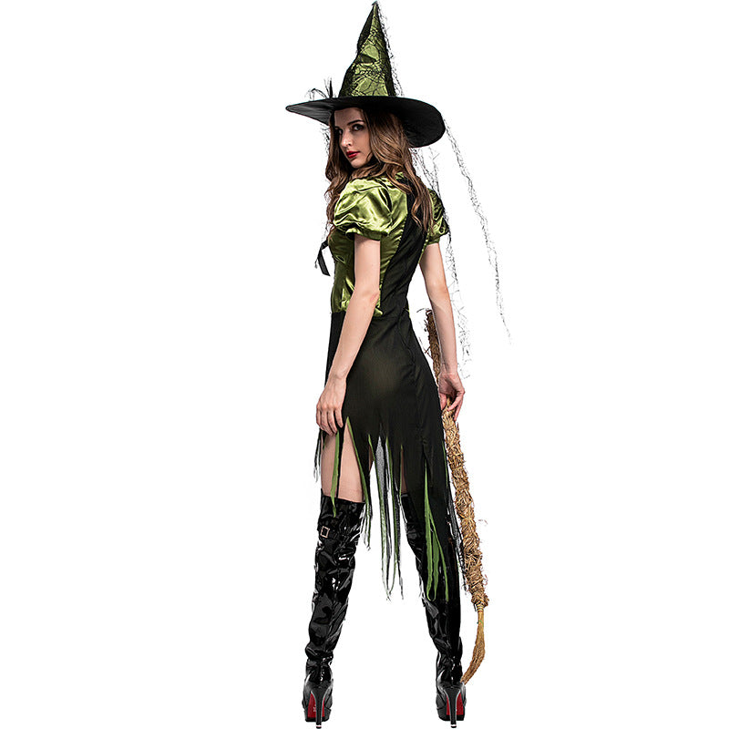 Green Irregular Dress Witch Cosplay Costume Halloween/Stage Performance/Party