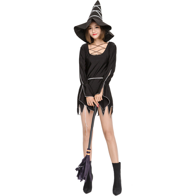 Black Irregular Lace Witch Cosplay Costume Halloween/Stage Performance/Party