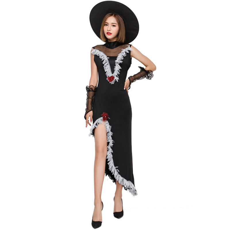 Black Lace Sexy Witch Cosplay Costume Halloween/Stage Performance/Party