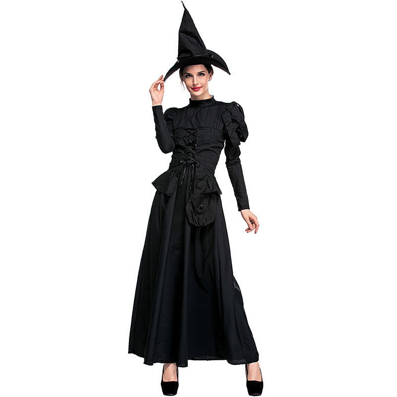 Deluxe Black Coak Witch Cosplay Costume Halloween/Stage Performance/Party