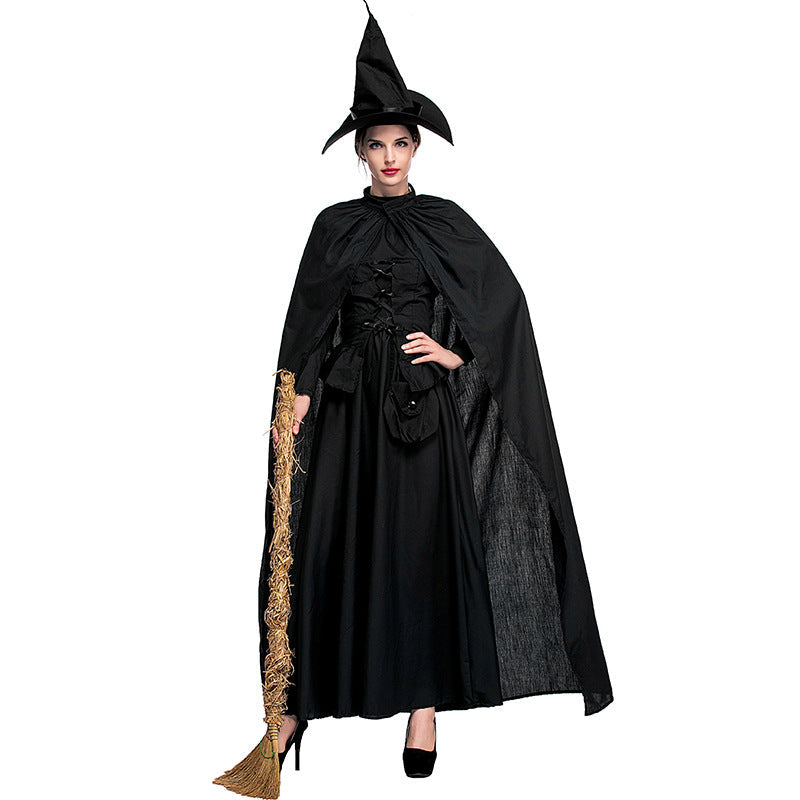 Deluxe Black Coak Witch Cosplay Costume Halloween/Stage Performance/Party