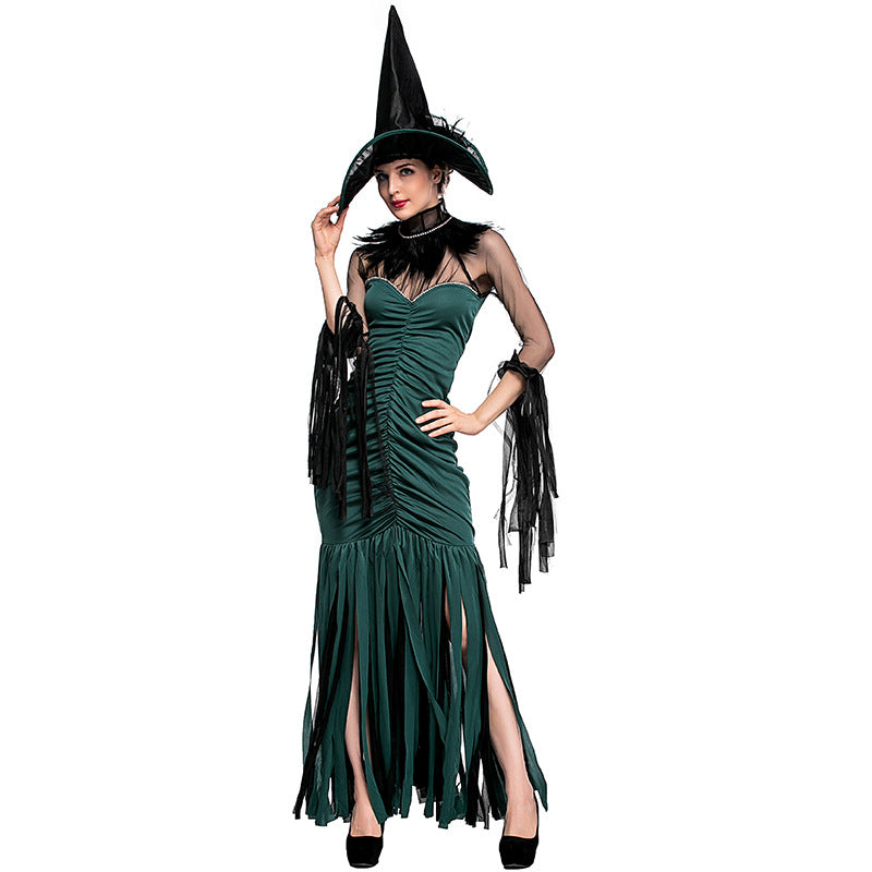 Green Fringed Witch Cosplay Costume Halloween/Stage Performance/Party