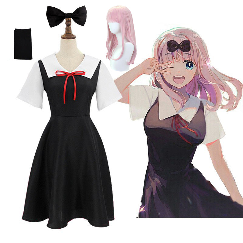 Anime Kaguya-sama wa Kokurasetai/Kaguya-sama Love is War Chika Fujiwara Cosplay Costume With Wigs Set