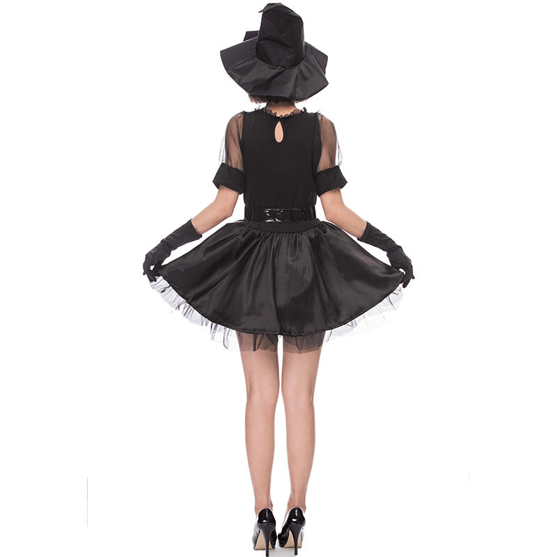 Black Muslin Mini Dress Witch Costume Halloween/Stage Performance/Party