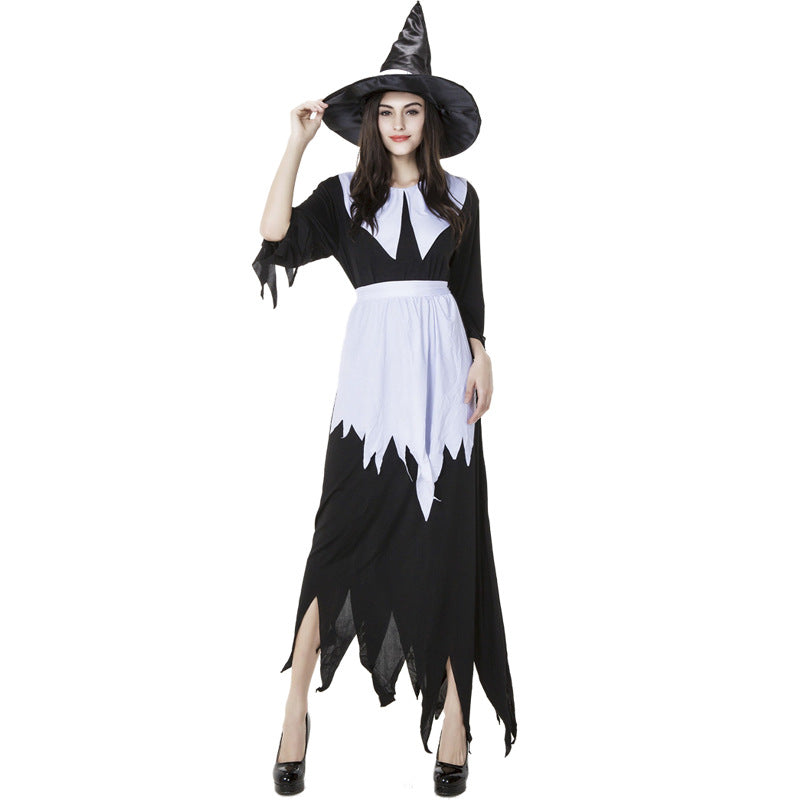 Black And White Irregular Witch Costume Halloween/Stage Performance/Party
