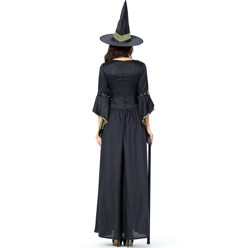 Black Green Leather Witch Cosplay Costume Halloween/Stage Performance/Party