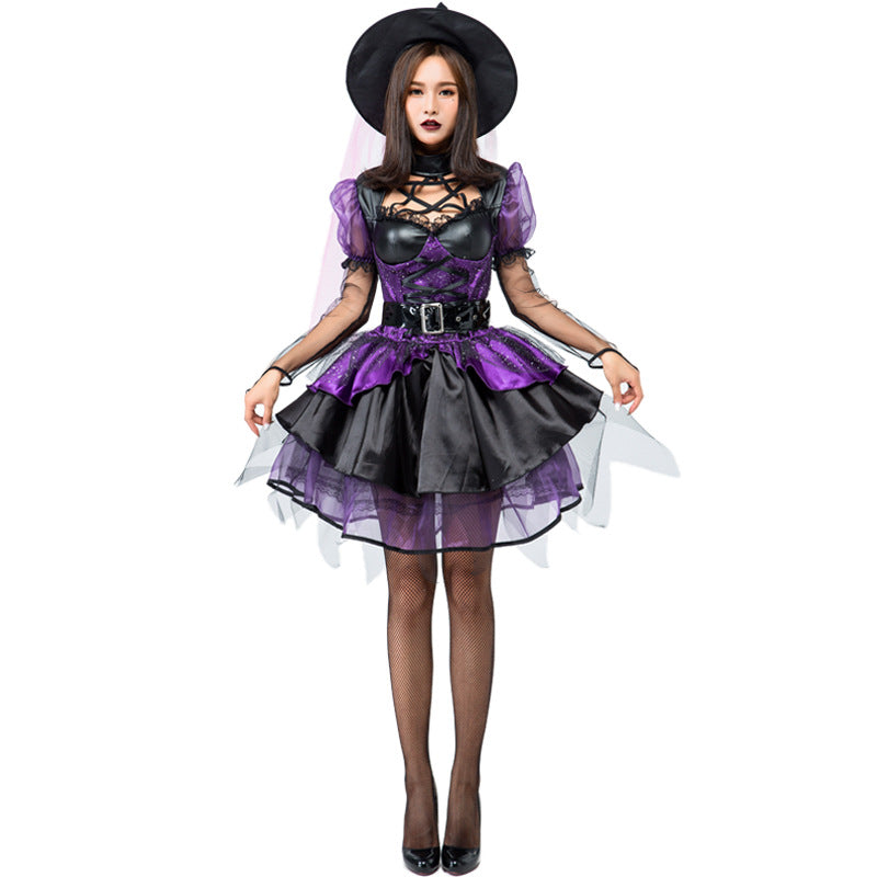 Deluxe Purple Muslin Tutu Dress Witch Costume Halloween/Stage Performance/Party