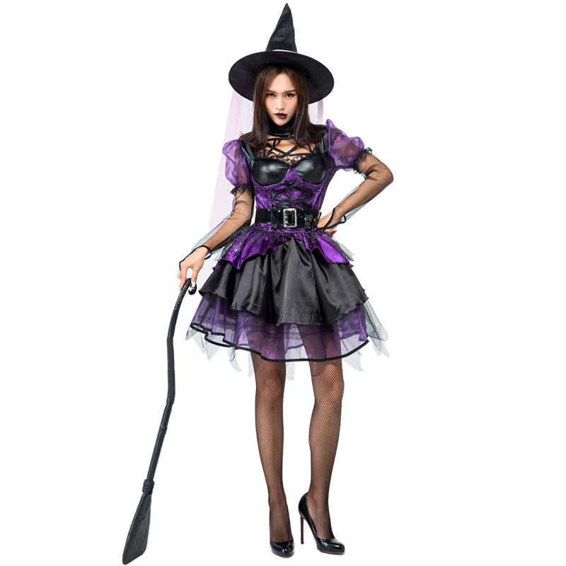 Deluxe Purple Muslin Tutu Dress Witch Costume Halloween/Stage Performance/Party