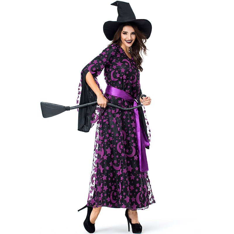Purple Star Moon Magic Witch Costume Halloween/Stage Performance/Party