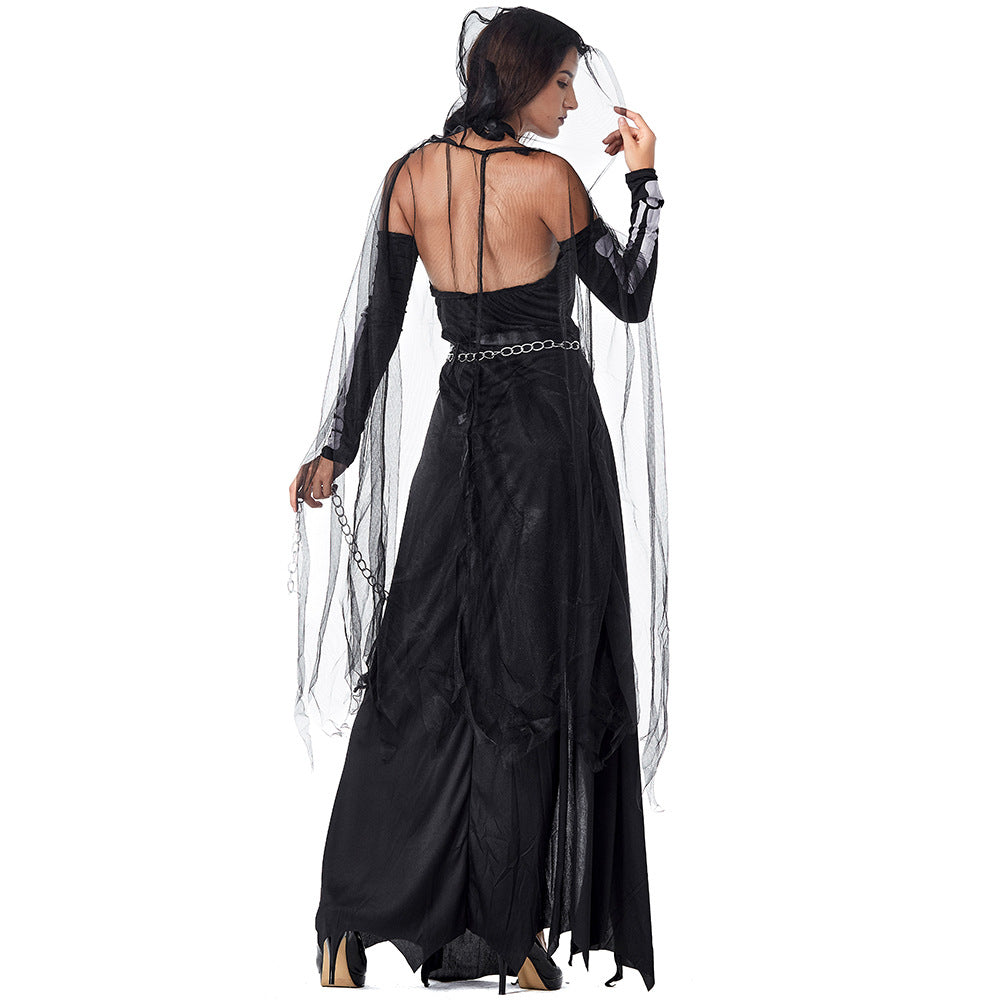 New Black Yarn Impermanence Sling Maxi Dress  Witch Costume Halloween/Stage Performance/Party