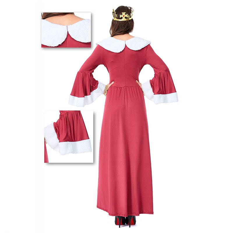 Adult Women European Vintage Court Medieval Queen Costume For Halloween/Stage Performance/Party