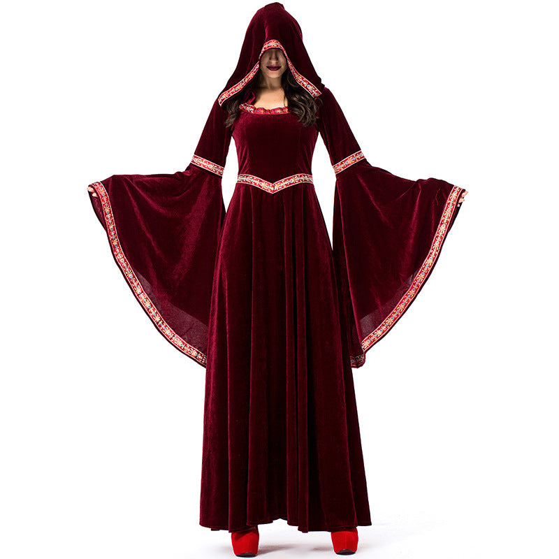 New European Vintage Court Black Vampire Witch Costume Halloween/Stage Performance/Party