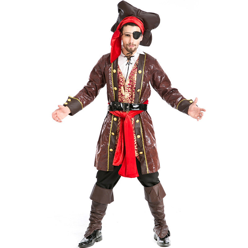 Adult Men's One-eyed Pirate Captain Cosplay Costume Halloween / Stage Performance / Party