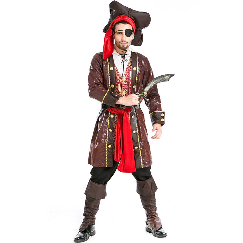 Adult Men's One-eyed Pirate Captain Cosplay Costume Halloween / Stage Performance / Party