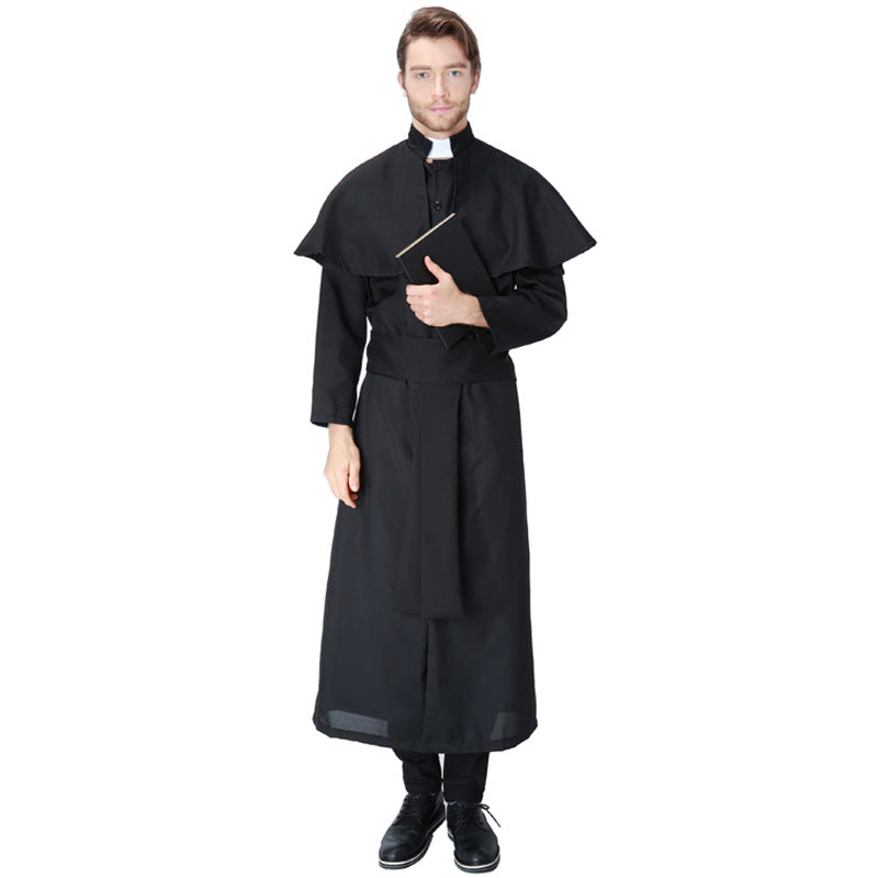 Adult Mens Priest Costume For Halloween/Stage Performance/Party