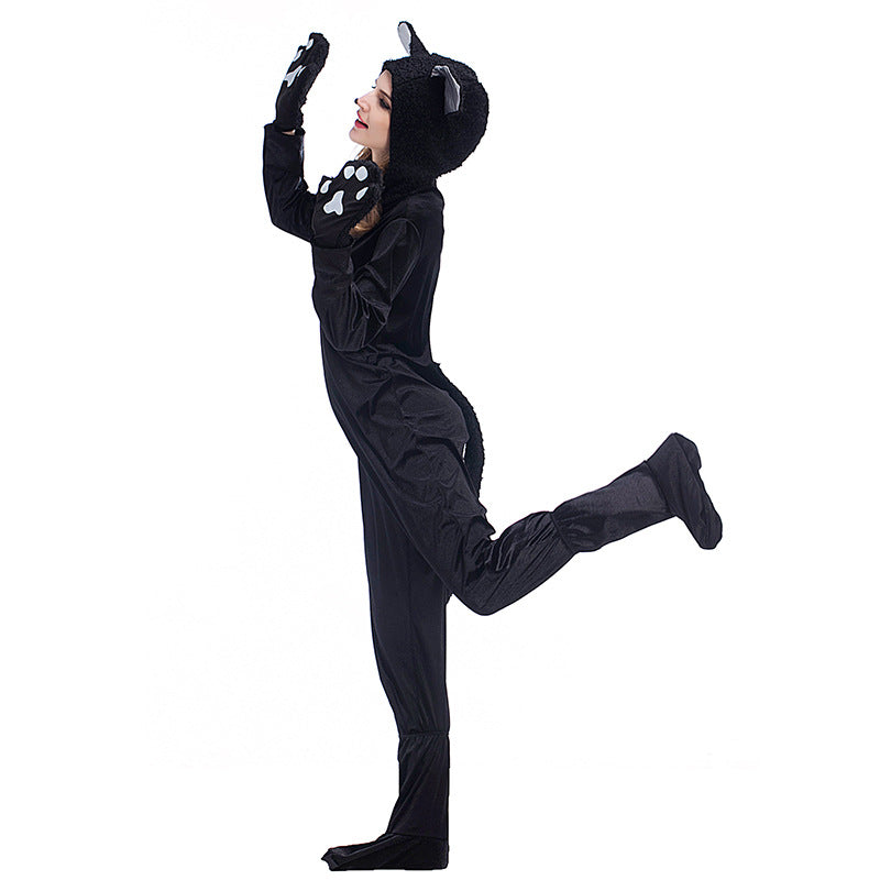 Adult Women Black Bear Cat Halloween Cosplay Costume Onesis