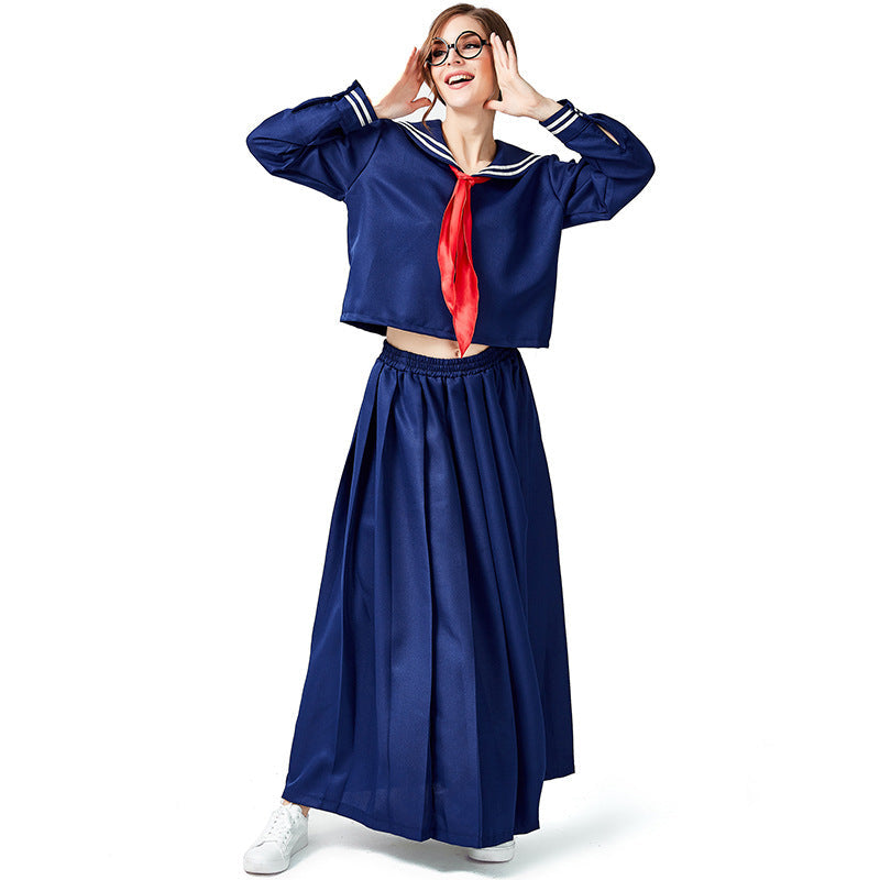 Blue Japanese School Girl Style Navy Sailor Costume