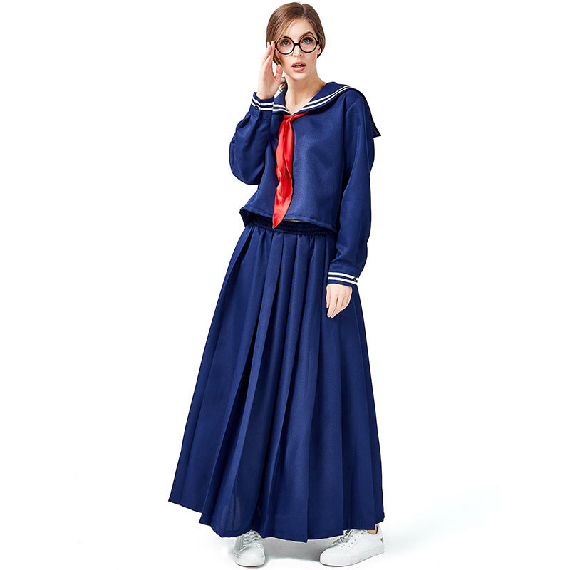 Blue Japanese School Girl Style Navy Sailor Costume