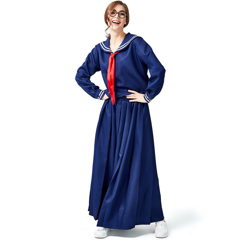 Blue Japanese School Girl Style Navy Sailor Costume