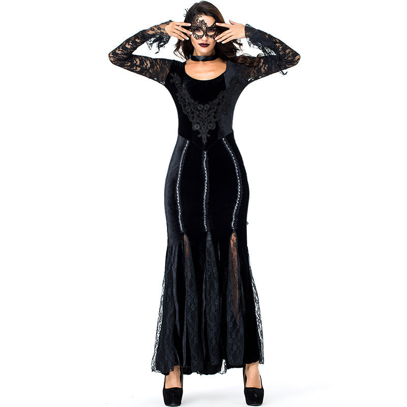 Adult Women Dark Mysterious Queen/Vampire Costume For Halloween/Stage Performance/Party