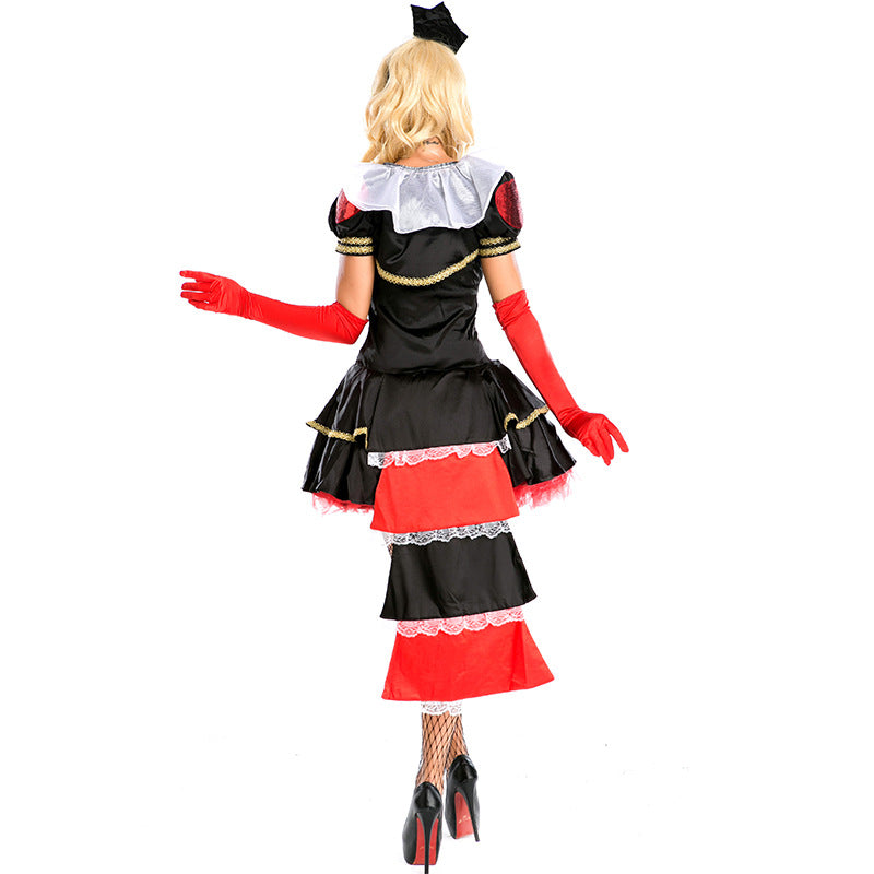 Adult Women Deluxe Poker Queen of Hearts Mini Dress Costume For Halloween/Stage Performance/Party