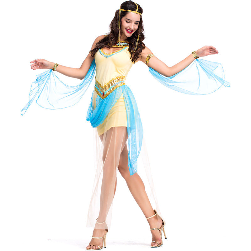 Adult Women Egyptian Pharaoh's Queen & Princess Dress Costume For Halloween/Stage Performance/Party