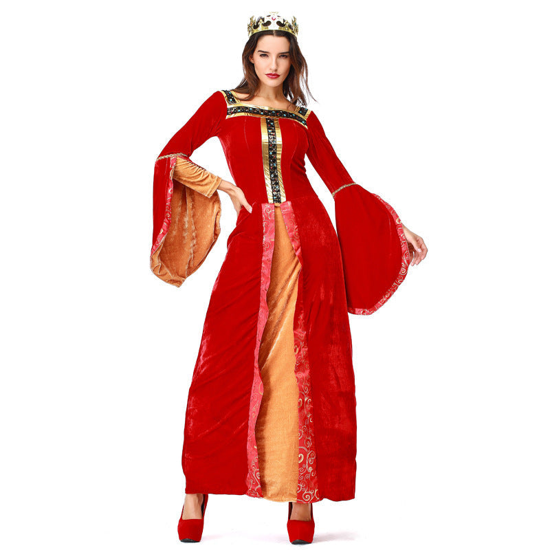 Adult Women European Vintage Court Queen & Princess Costume For Halloween/Stage Performance/Party