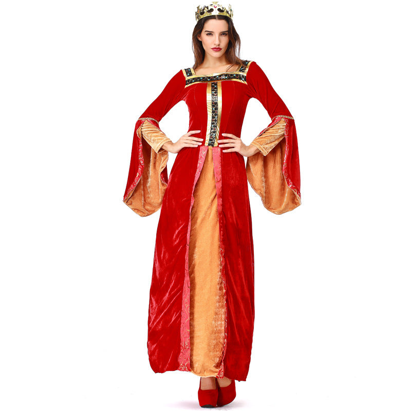 Adult Women European Vintage Court Queen & Princess Costume For Halloween/Stage Performance/Party