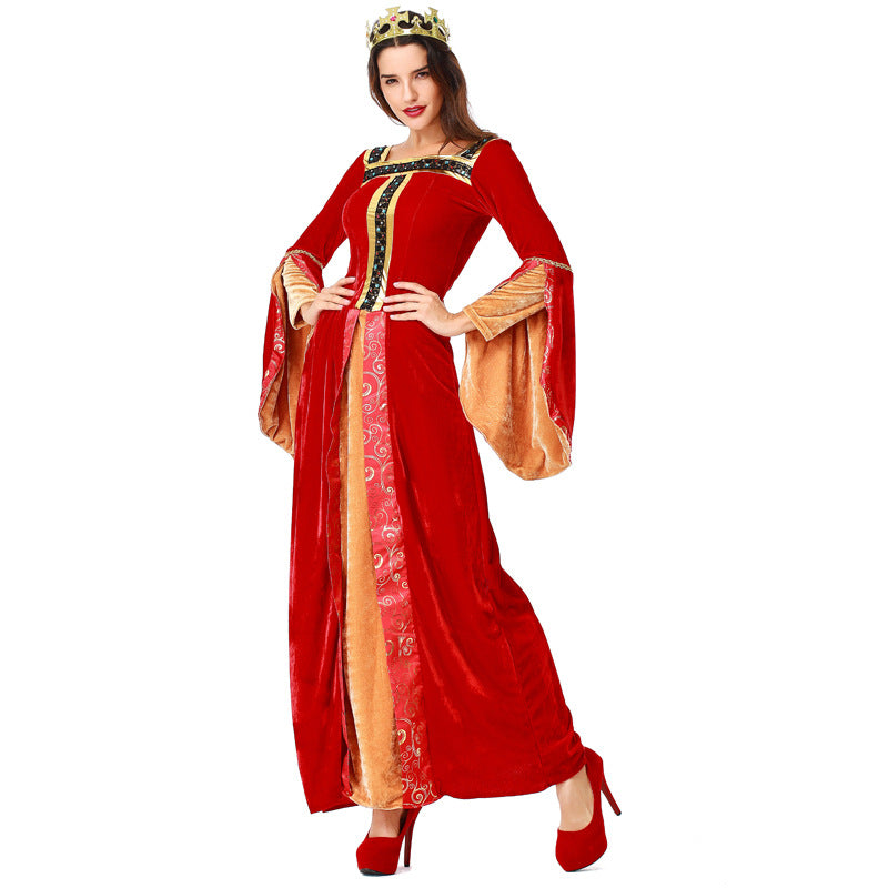 Adult Women European Vintage Court Queen & Princess Costume For Halloween/Stage Performance/Party