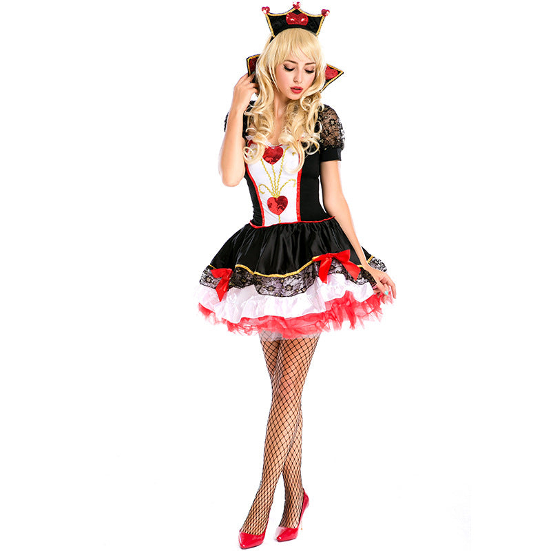 Adult Women Leg Aevenue Poker Queen of Hearts Costume For Halloween/Stage Performance/Party