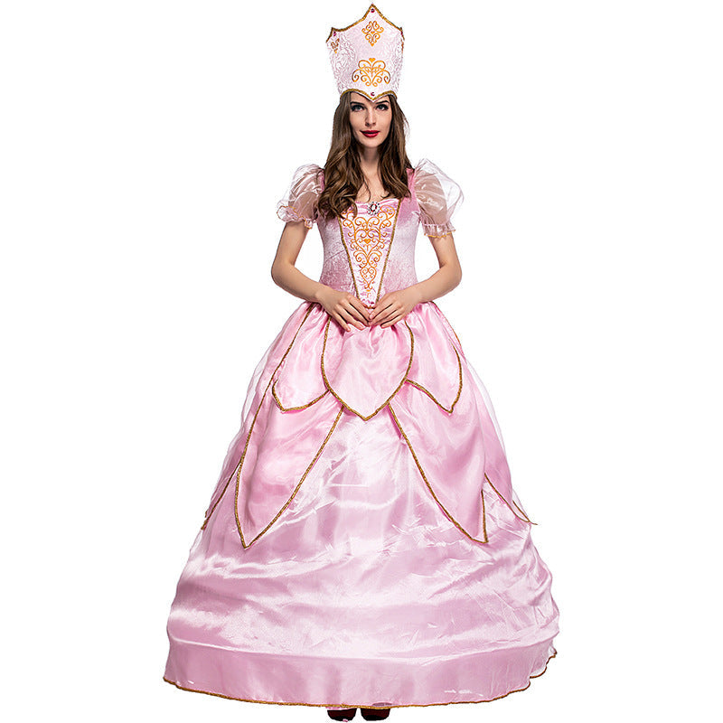 Adult Women Pink Flower Fairy Queen Dress Costume For Halloween/Stage Performance/Party