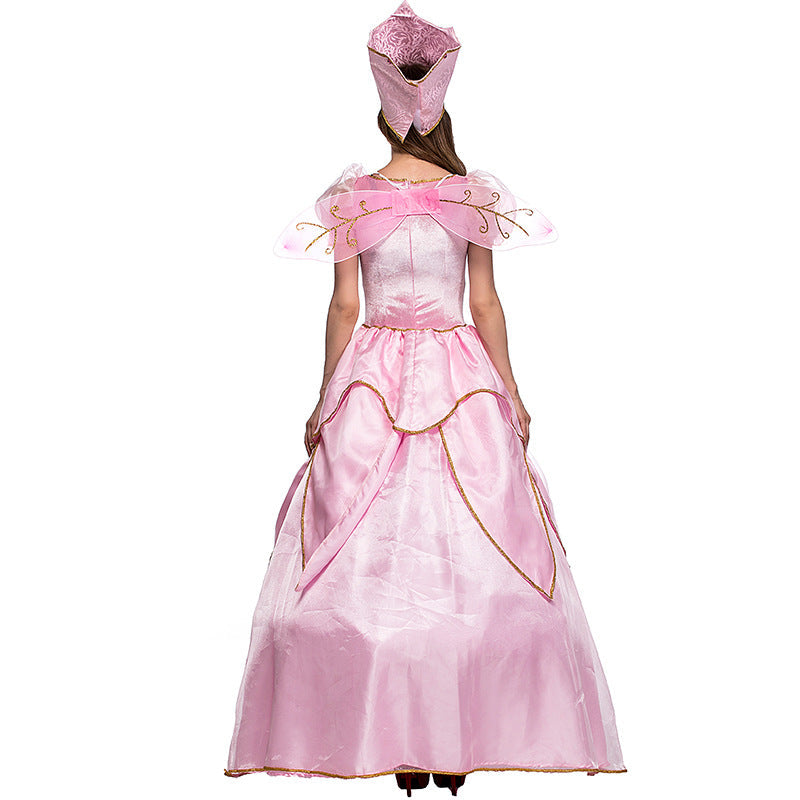 Adult Women Pink Flower Fairy Queen Dress Costume For Halloween/Stage Performance/Party