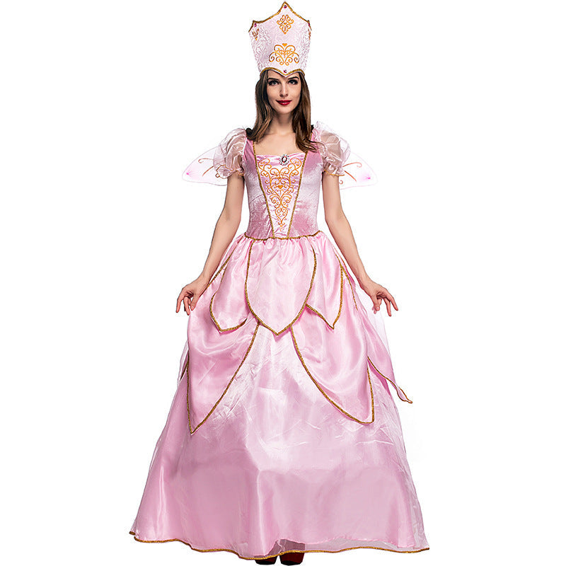 Adult Women Pink Flower Fairy Queen Dress Costume For Halloween/Stage Performance/Party