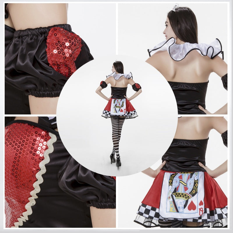 Adult Women Poker Queen of Hearts Costume For Halloween/Stage Performance/Party