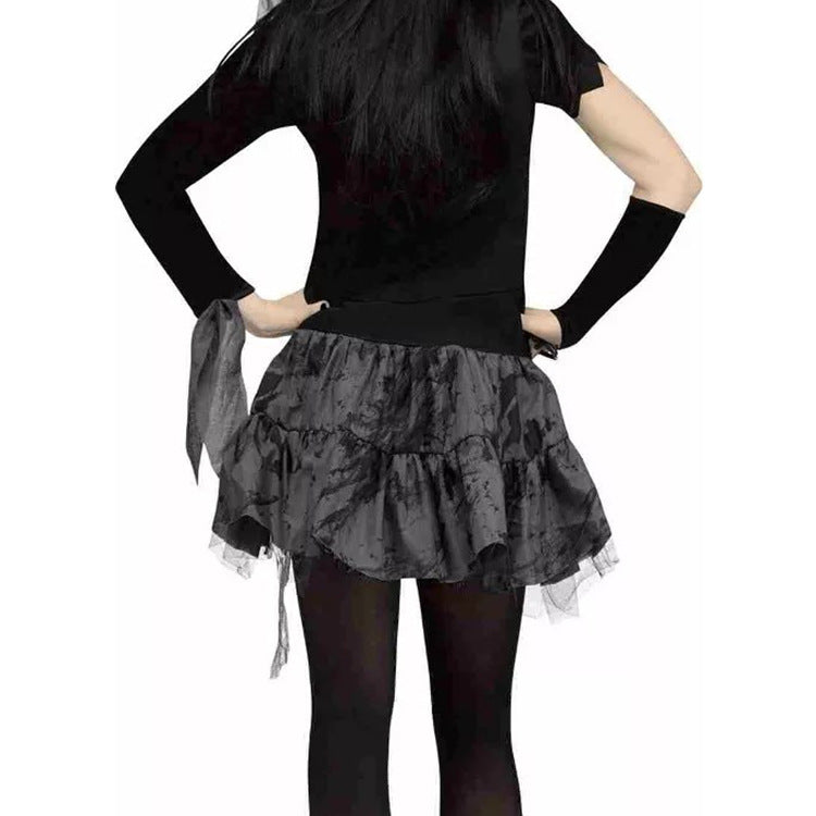 Adults Women Skeleton Bride Halloween Cosplay Costume Dress