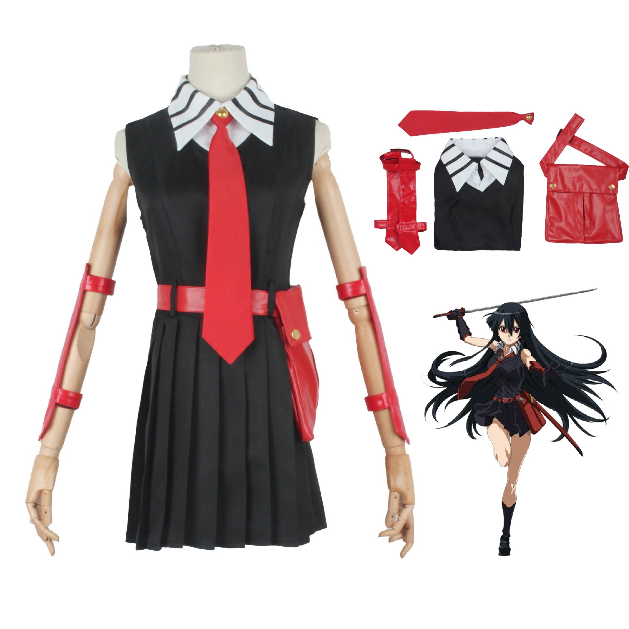 Anime Akame ga Kill! Akame Cosplay Costume Dress Halloween Costume Outfit