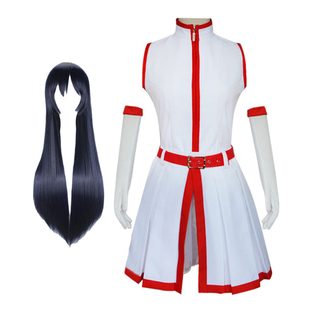Anime Akame ga Kill! Akame Cosplay Costume White Dress With Wigs Full Set Halloween Costume