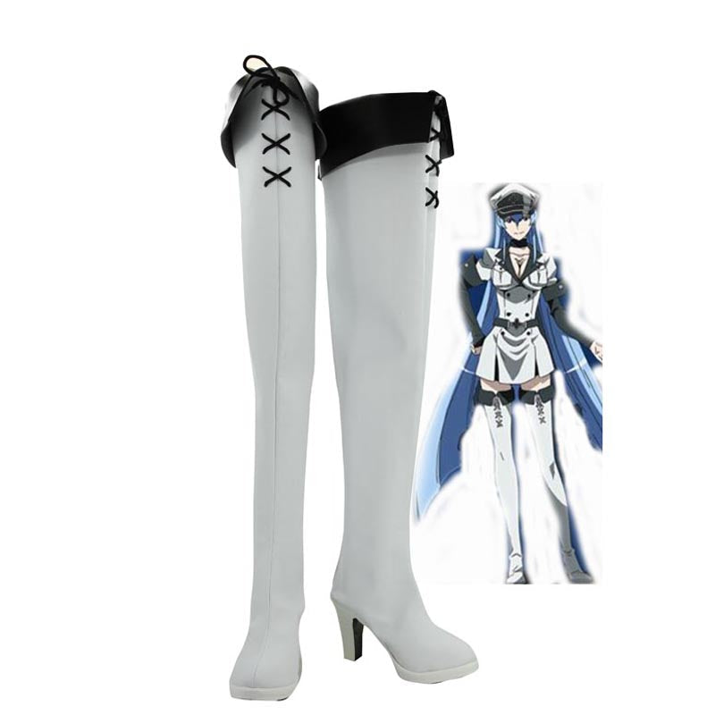 Anime Akame ga Kill! General Esdeath Costume Shoes Long White Boots Halloween Cosplay Accessories