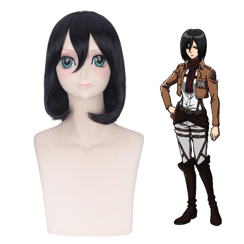 Attack on Titan Mikasa Ackermann Cosplay Wigs Black Short Wigs