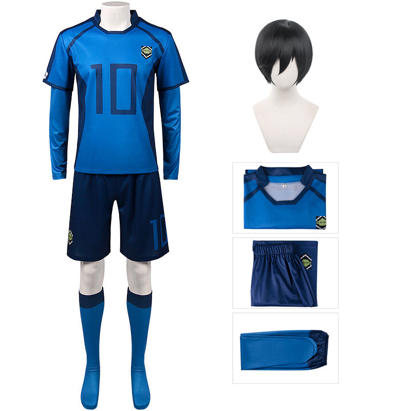 Anime Blue Lock Eleven Uniform Rin Itoshi Cosplay Costume NO.10 Jersey Costume Outfit