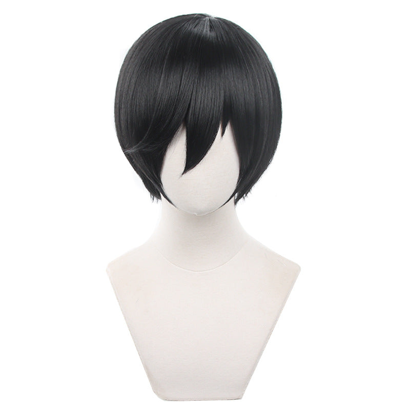 Anime Blue Lock Rin Itoshi Cosplay Wigs Black Short Wigs