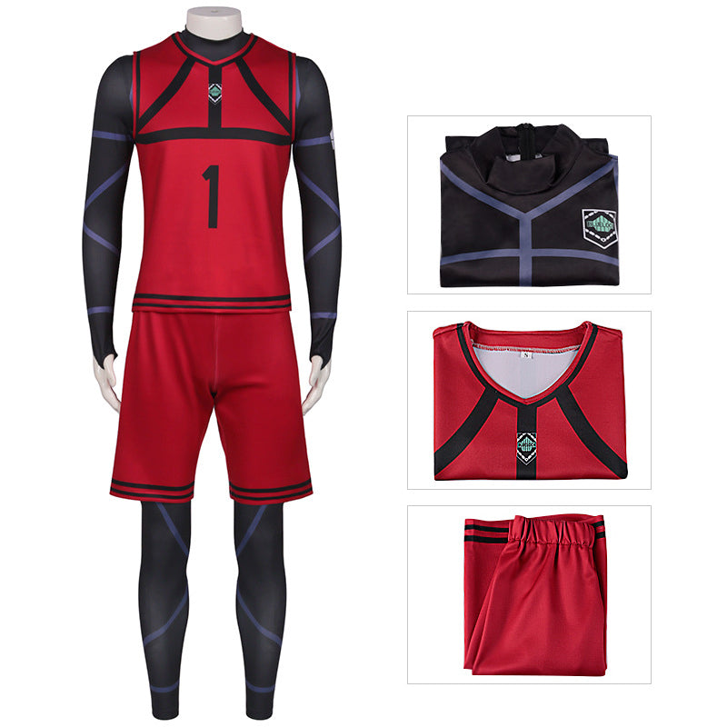 Anime Blue Lock Team Red Uniform Rin Itoshi Cosplay Costume NO.1 Jersey Cosplay Outfit