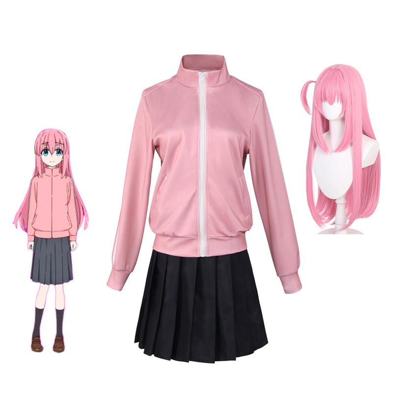 Anime Bocchi the Rock! Hitori Gotoh Cosplay Costume Dress With Wigs Halloween Costume Set