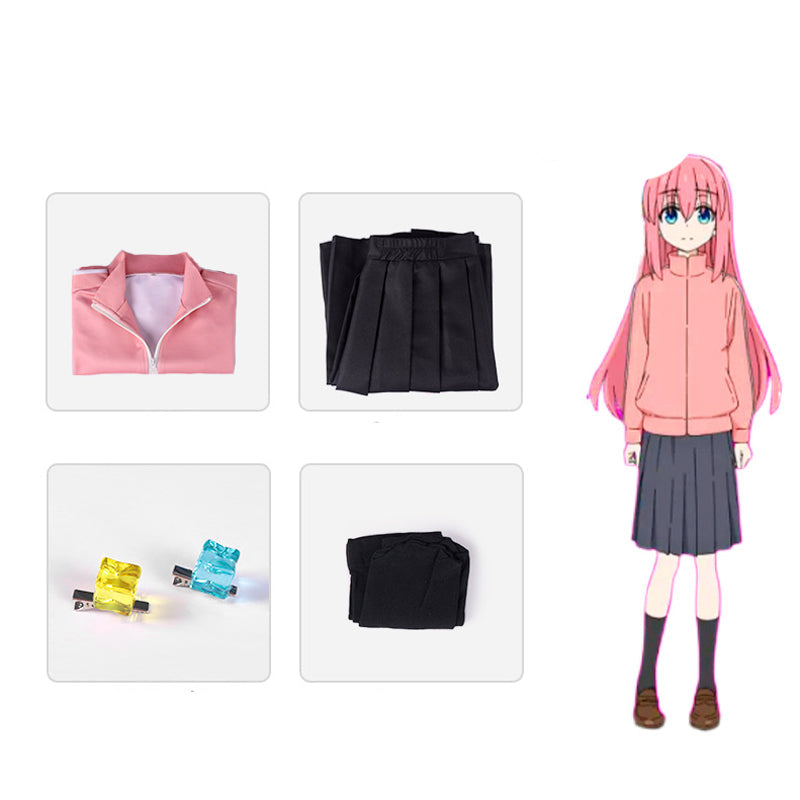 Anime Bocchi the Rock! Hitori Gotoh Cosplay Costume Dress With Wigs Halloween Costume Set