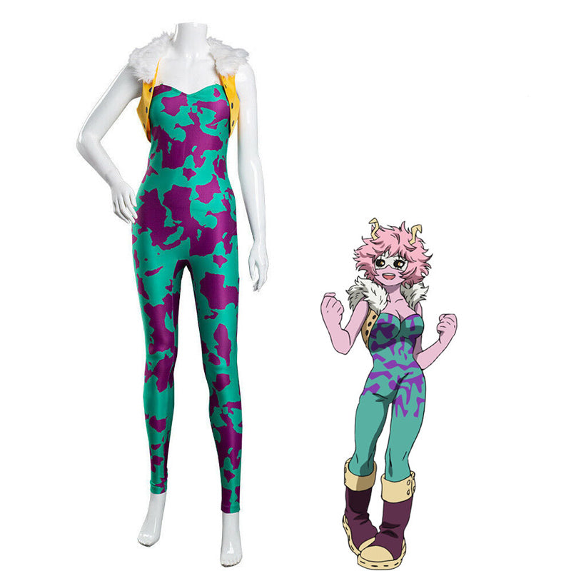 Anime Boku No Hero / My Hero Academia Ashido Mina Pinky  Full Set Costume Zentai+Wigs+Boots Halloween Carnival Outfit