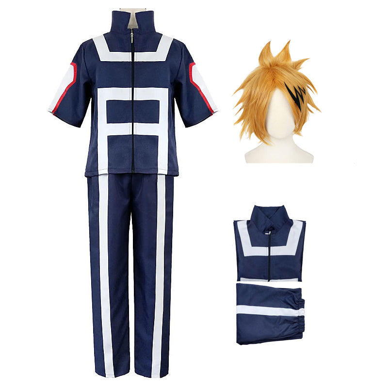 Denki Kaminari Training Uniform Costume With Wigs Cosplay Costume Set