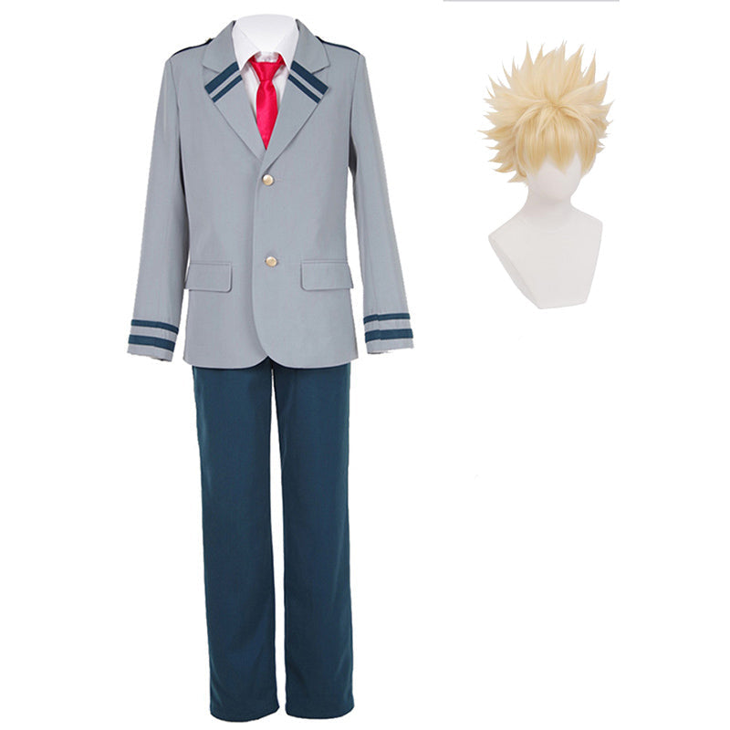 Katsuki Bakugo School Uniform Costume with Wigs Set