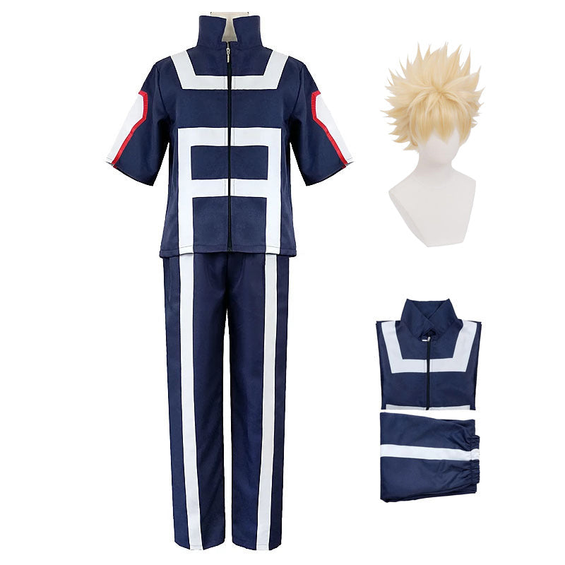 Katsuki Bakugo Training/Gym Suit Costume With Wigs Set Kacchan Cosplay Outfit